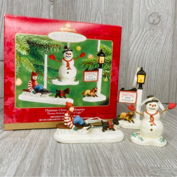 Victorian Christmas Memories Boy on Sled, Snowman, Lamppost Hallmark Ornament 01 - Picture 15 of 15